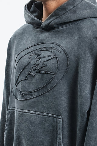 F PATCH BLACK WASHED HOODIE