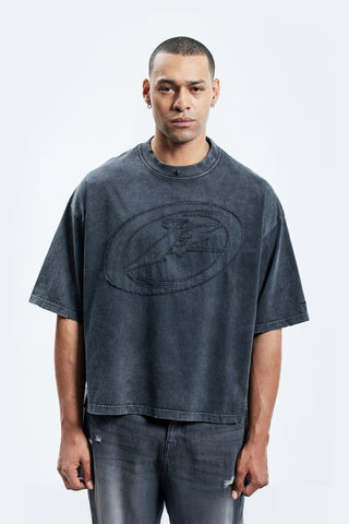 F PATCH BLACK WASHED T-SHIRT