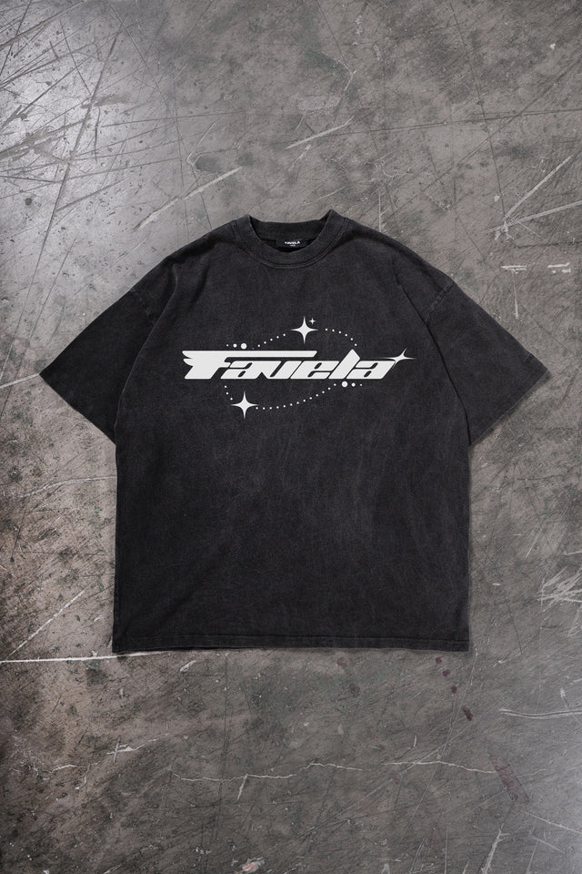 ORB BLACK WASHED DISTRESSED T-SHIRT