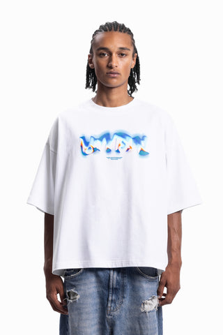 GLUE WHITE DISTRESSED T-SHIRT