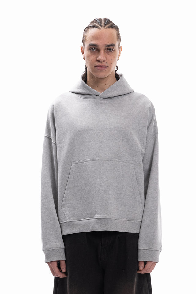 GREY MELANGE BOXY HOODIE