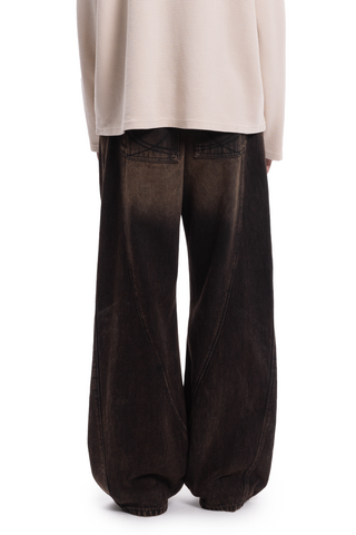 BALLOON CUTLINE DENIM VINTAGE BLACK WASHED