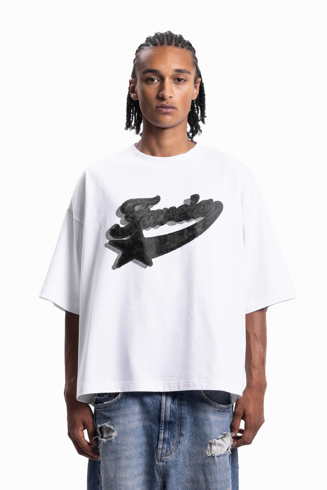 FAVELA HAIRY STYLES BOXY WHITE T-SHIRT