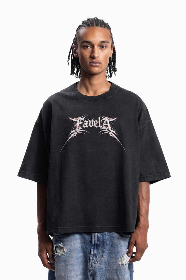 HELLS GATE DISTRESSED BLACK WASHED T-SHIRT
