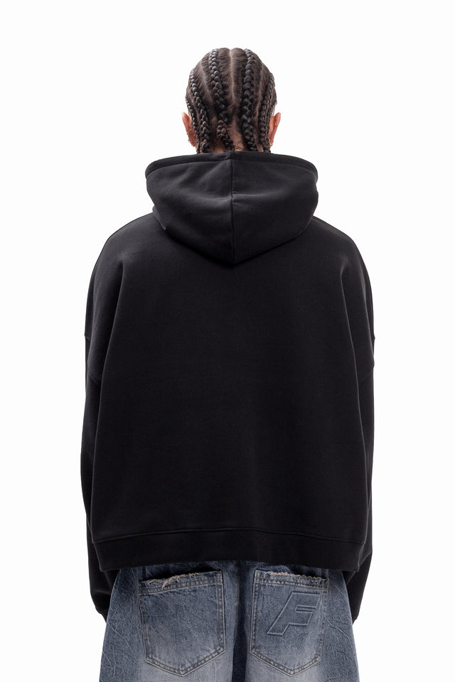 BLACK BOXY HOODIE