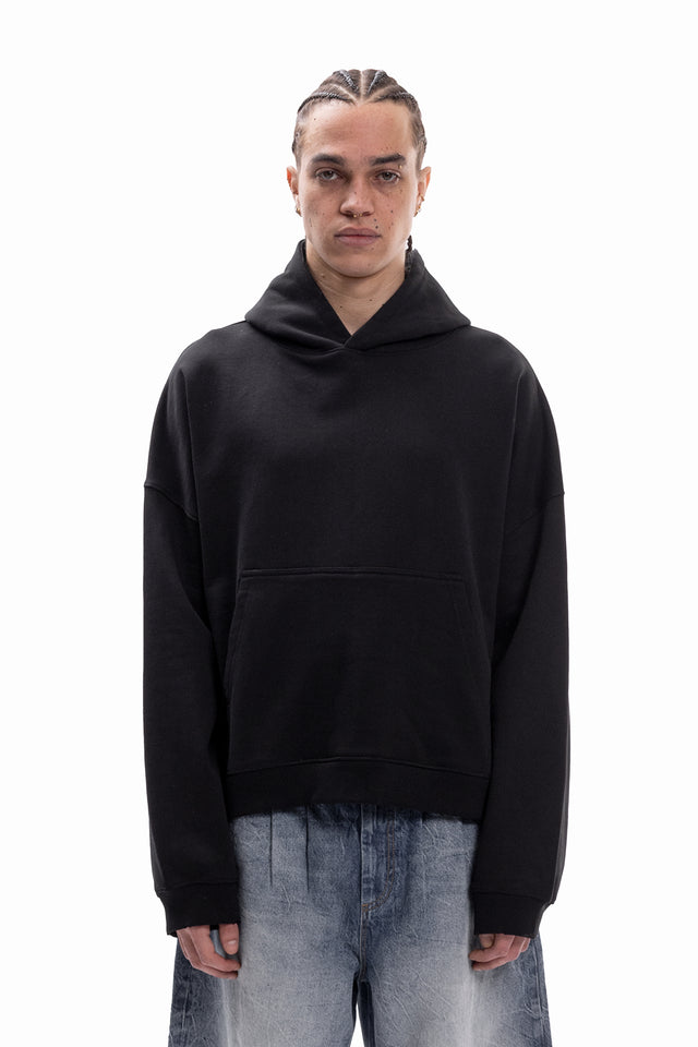 BLACK BOXY HOODIE