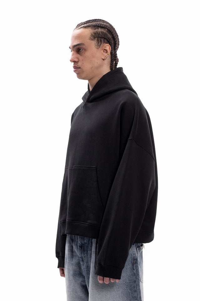 BLACK BOXY HOODIE