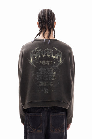 LOST IN THE VOID DISTRESSED ANTHRA BOXY CREWNECK