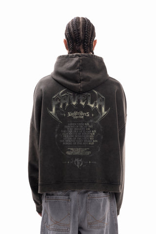 LOST IN THE VOID DISTRESSED ANTHRA BOXY FRONTZIP