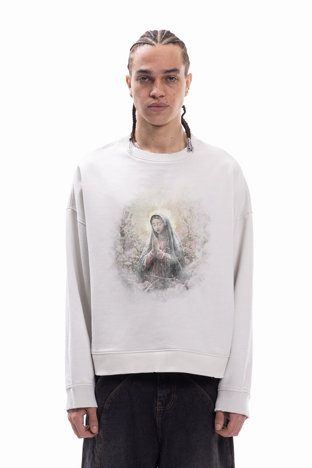 MARIA VINTAGE WHITE BOXY CREWNECK