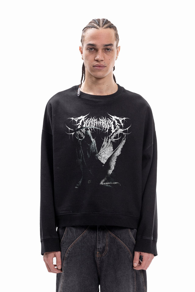 METAL GRIM BLACK BOXY CREWNECK