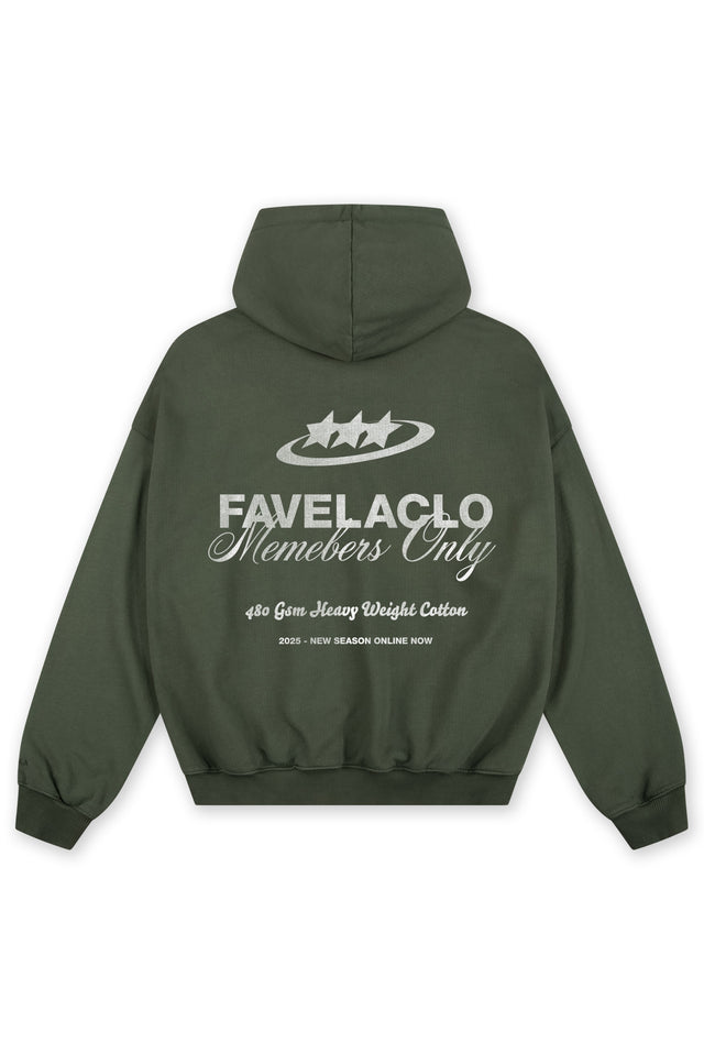 MEMBERS ONLY ITALIC GREEN SAND WASHED HOODIE