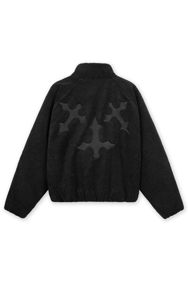 EMBROIDERY BLACK FLEECE JACKET