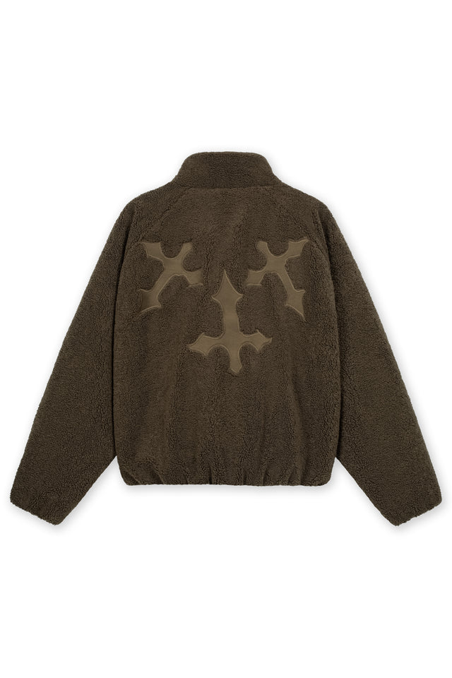 EMBROIDERY CROCO FLEECE JACKET