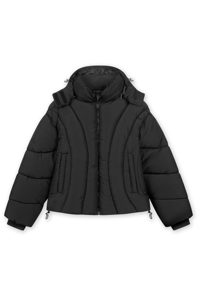 ABSTRACT BLACK PUFFER JACKET