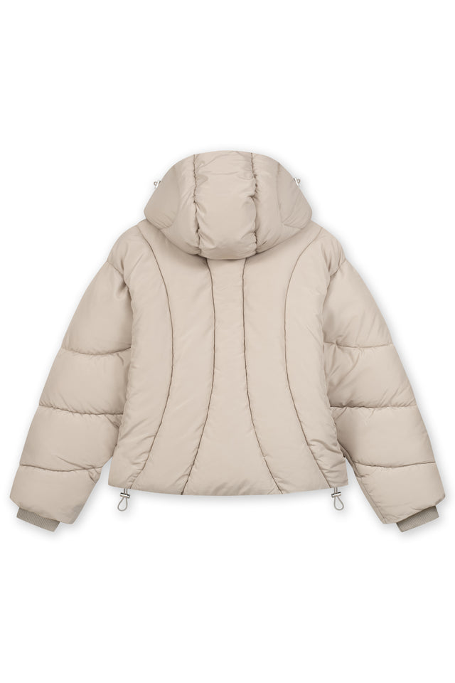 ABSTRACT TAUPE PUFFER JACKET