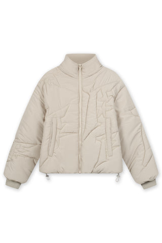 EMBROIDERY TAUPE PUFFER JACKET