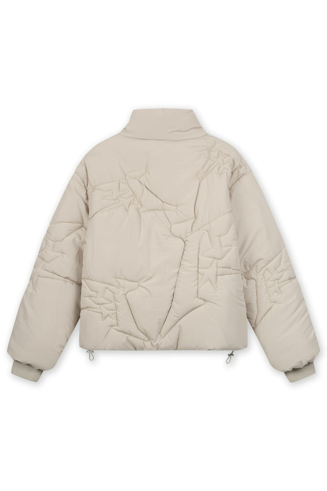 EMBROIDERY TAUPE PUFFER JACKET