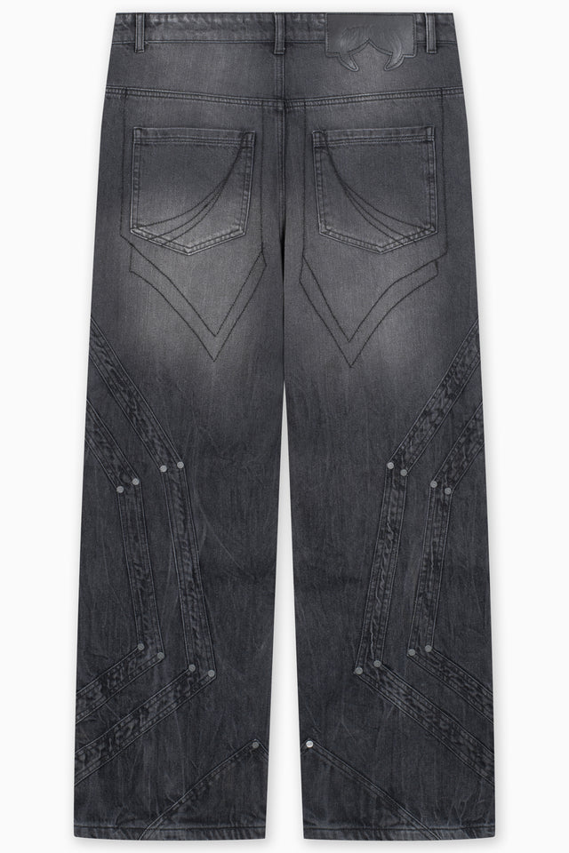 HEAVY CUTLINE BLACK WAVE WASH DENIM