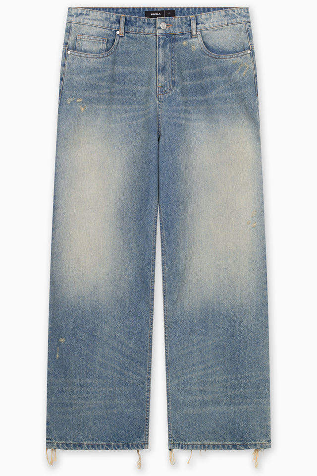 HEAVY BAGGY REGULAR WAVE WASH BLUE DENIM
