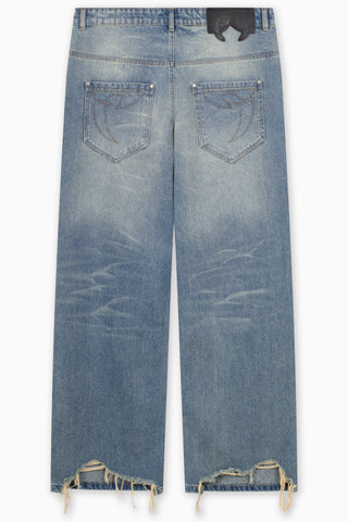 HEAVY BAGGY REGULAR WAVE WASH BLUE DENIM