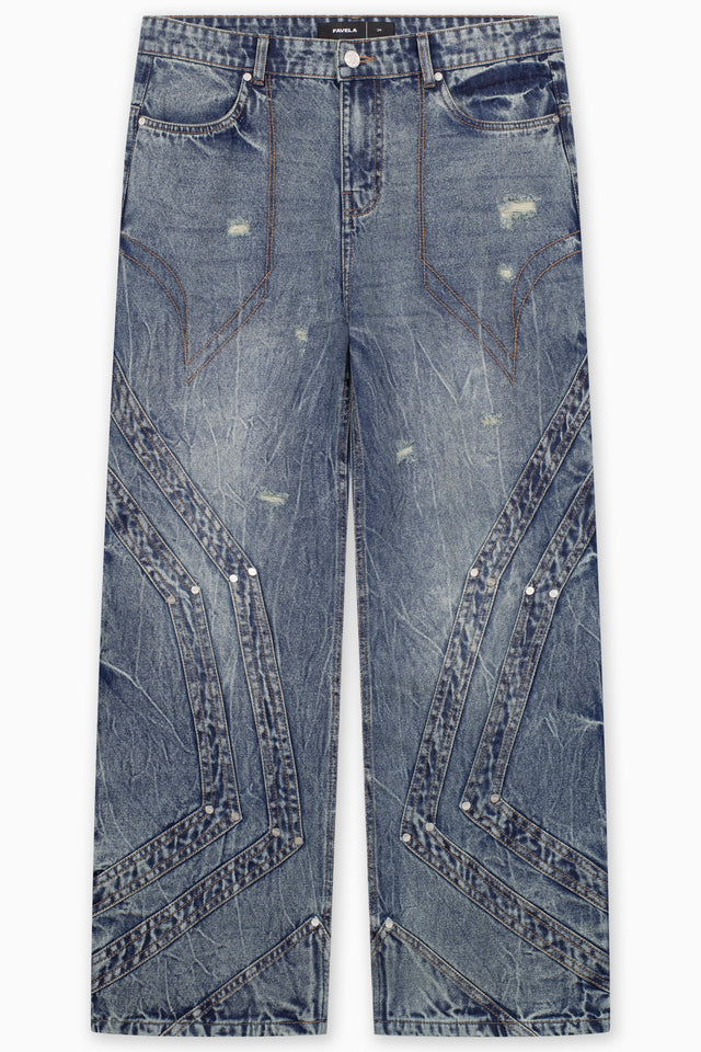 HEAVY CUTLINE BLUE WAVE WASH DENIM
