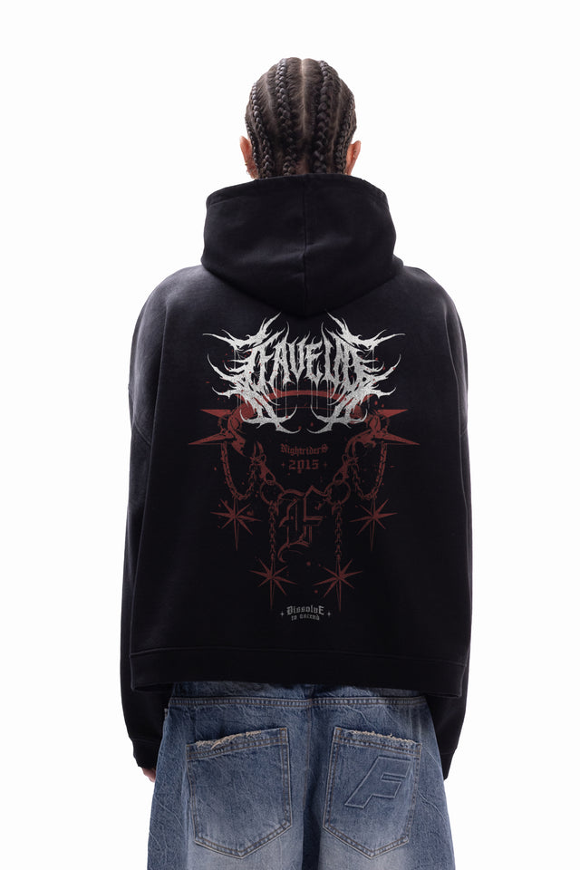 NIGHTRIDER BLACK SUN DRIED BOXY HOODIE