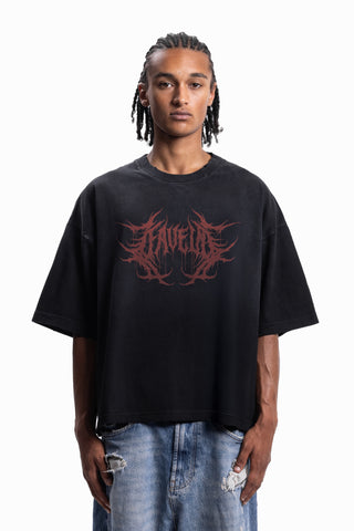 NIGHTRIDERS DISTRESSED BLACK WASHED T-SHIRT