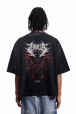 NIGHTRIDERS DISTRESSED BLACK WASHED T-SHIRT