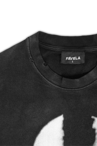 PANK! BOXY DISTRESSED BLACK WASHED T-SHIRT