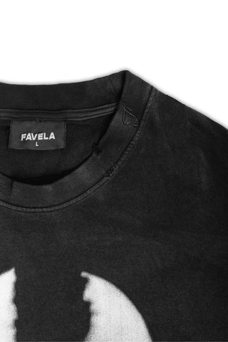 PANK! BOXY DISTRESSED BLACK WASHED T-SHIRT