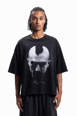 PANK! BOXY DISTRESSED BLACK WASHED T-SHIRT