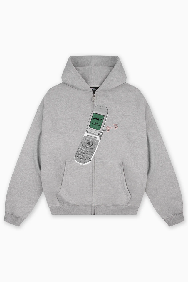 RHINESTONE 2015 LIGHT GRAY MELANGE FRONT ZIP