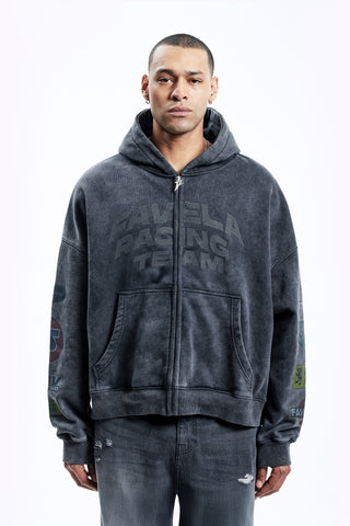 FAVELA RACING TEAM BLACK WASHED FRONTZIP