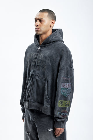 FAVELA RACING TEAM BLACK WASHED FRONTZIP