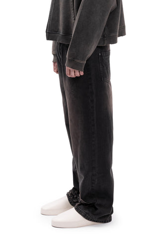 RIGID ABSTRACT PATCH FLARED BROWN WASHED DENIM