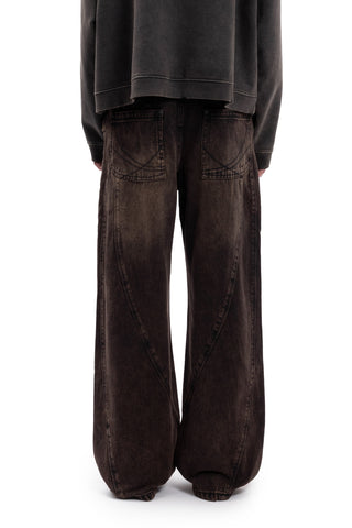 RIGID BALLOON CUTLINE BLACK VINTAGE WASHED DENIM