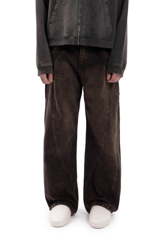 RIGID BALLOON CUTLINE BLACK VINTAGE WASHED DENIM