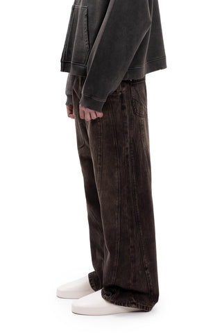 RIGID BALLOON CUTLINE BLACK VINTAGE WASHED DENIM