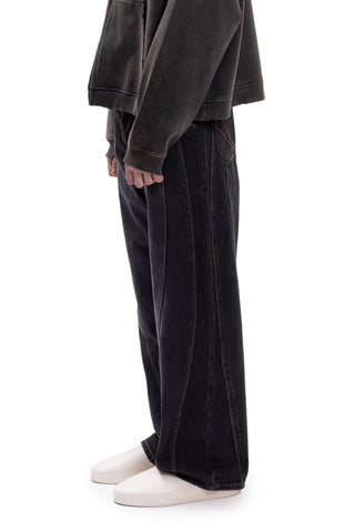 RIGID BALLOON CUTLINE GREY VINTAGE WASHED DENIM V2