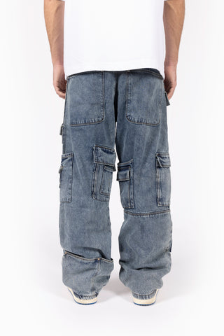 MULTIPOCKET ACID BLUE WASHED CARGO