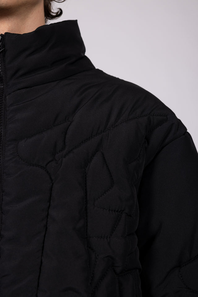 EMBROIDERY BLACK PUFFER JACKET