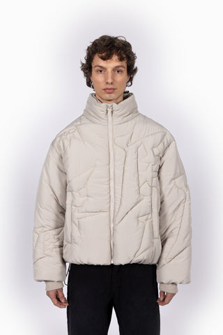 EMBROIDERY TAUPE PUFFER JACKET