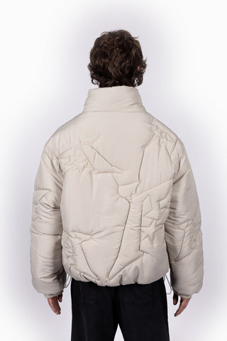 EMBROIDERY TAUPE PUFFER JACKET