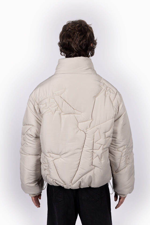 EMBROIDERY TAUPE PUFFER JACKET
