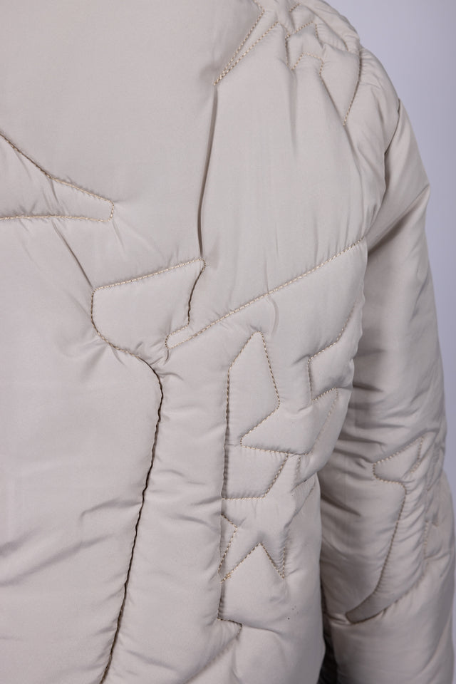 EMBROIDERY TAUPE PUFFER JACKET