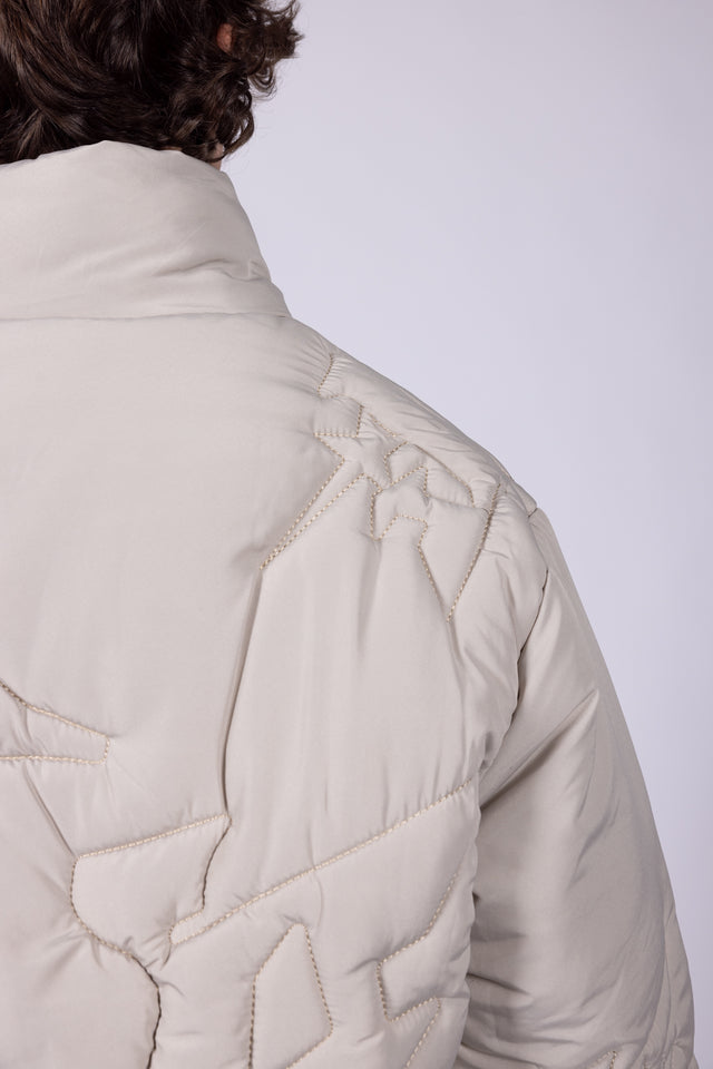 EMBROIDERY TAUPE PUFFER JACKET