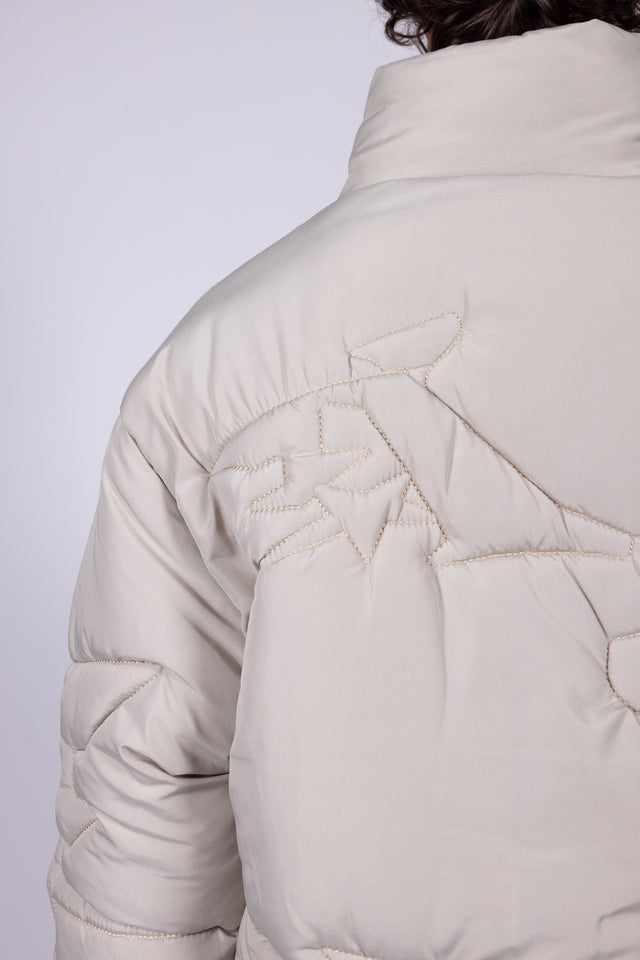 EMBROIDERY TAUPE PUFFER JACKET