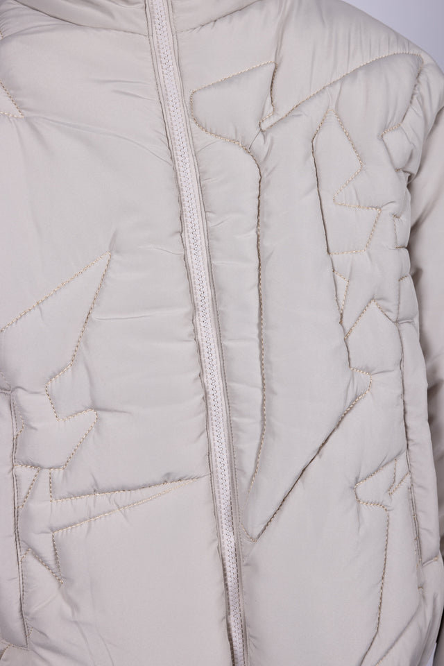 EMBROIDERY TAUPE PUFFER JACKET