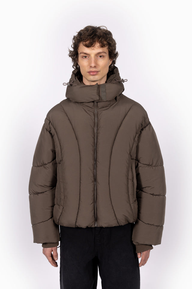 ABSTRACT BROWN PUFFER JACKET